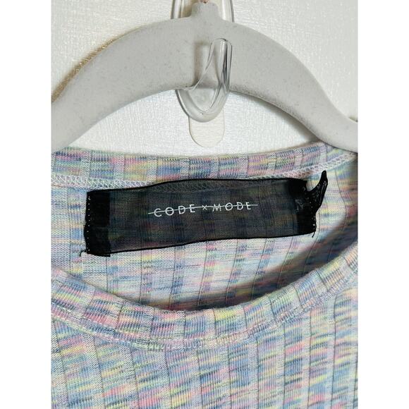 Code x Mode Purple Space Dye Stretch Boutique Designer Fitted T-Shirt NEW Tee M - Picture 11 of 12